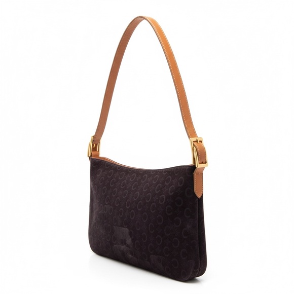 Celine Dark Brown Suede Shoulder Bag - Picture 2 of 15